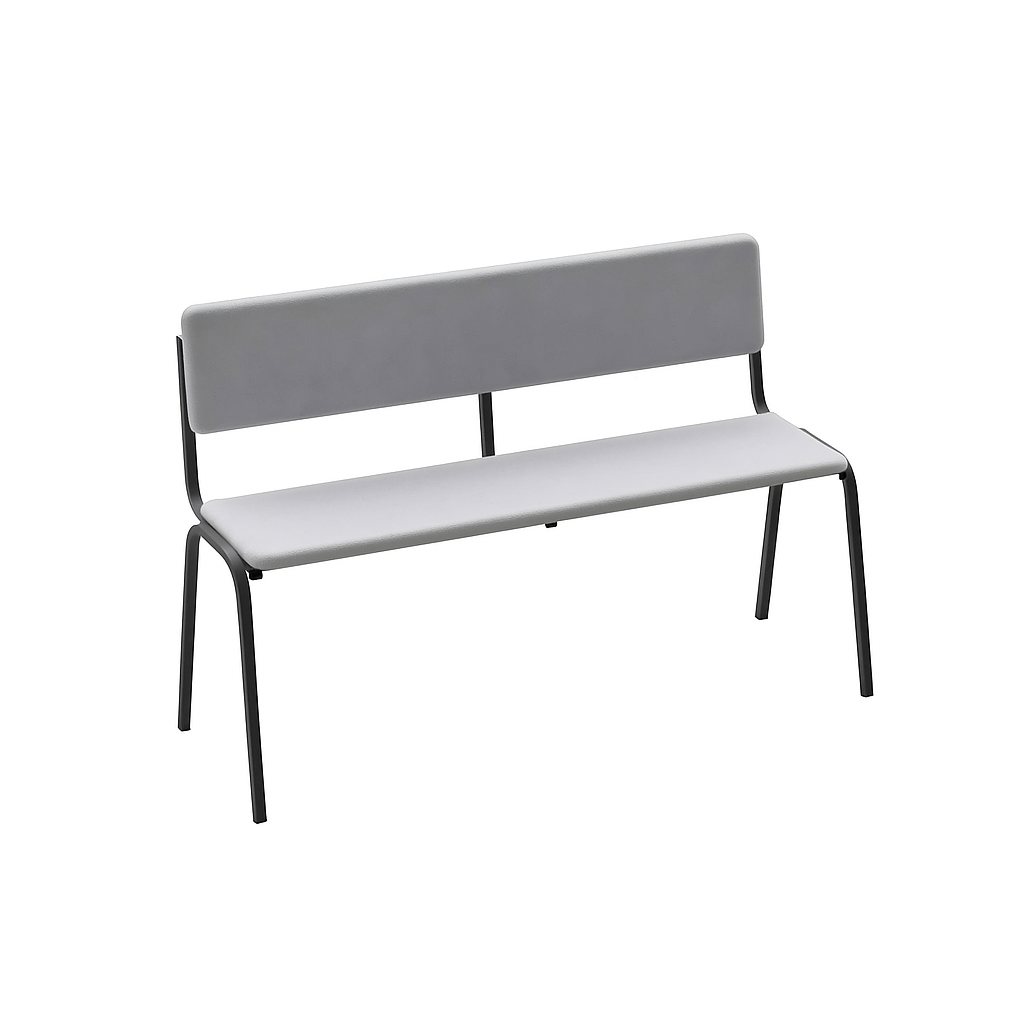 Лава напівм'яка (еко-шкіра) зі спинкою, для шкільної їдальні, на квадратній металевій трубі, ЛЕЛЕКА, 1240х465х790 мм.